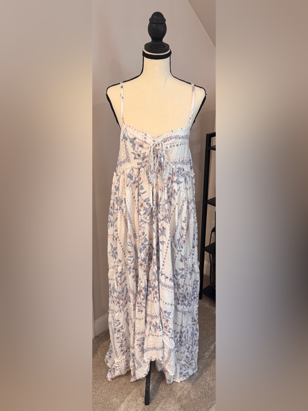 lovestitch maternity Cream Maxi with Dusty Blue Floral Accents